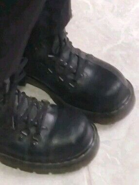 Vtg Doc Martens Industrial Steel Toe Safety Boots Air Ware Mens 5, Lady Apx 7.5